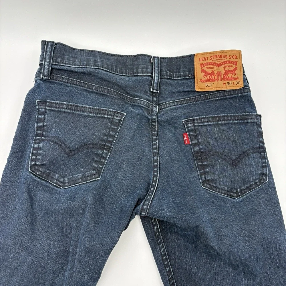 Levi's 511 Slim Fit Jeans Mens 30x30 Blue Dark Wash Denim Stretch Cotton